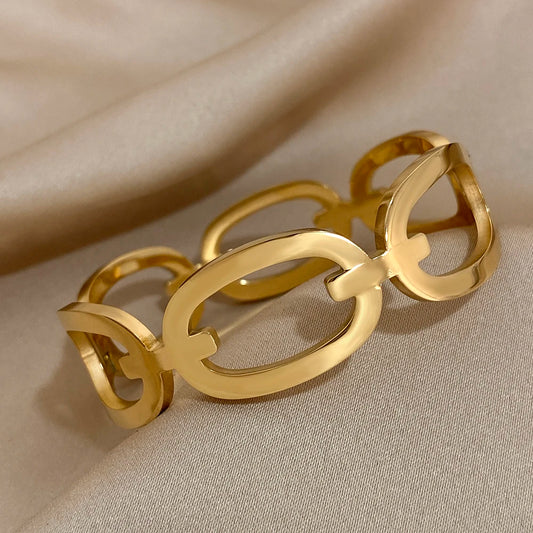 AENSOA Fashion Simple Hollow Out Interlock Cuff Bracelet