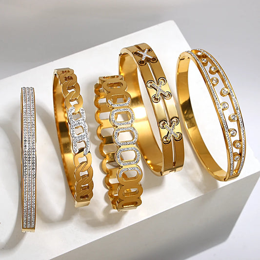 AENSOA Trend Charm 18K Gold Plated Stainless Steel Bracelet