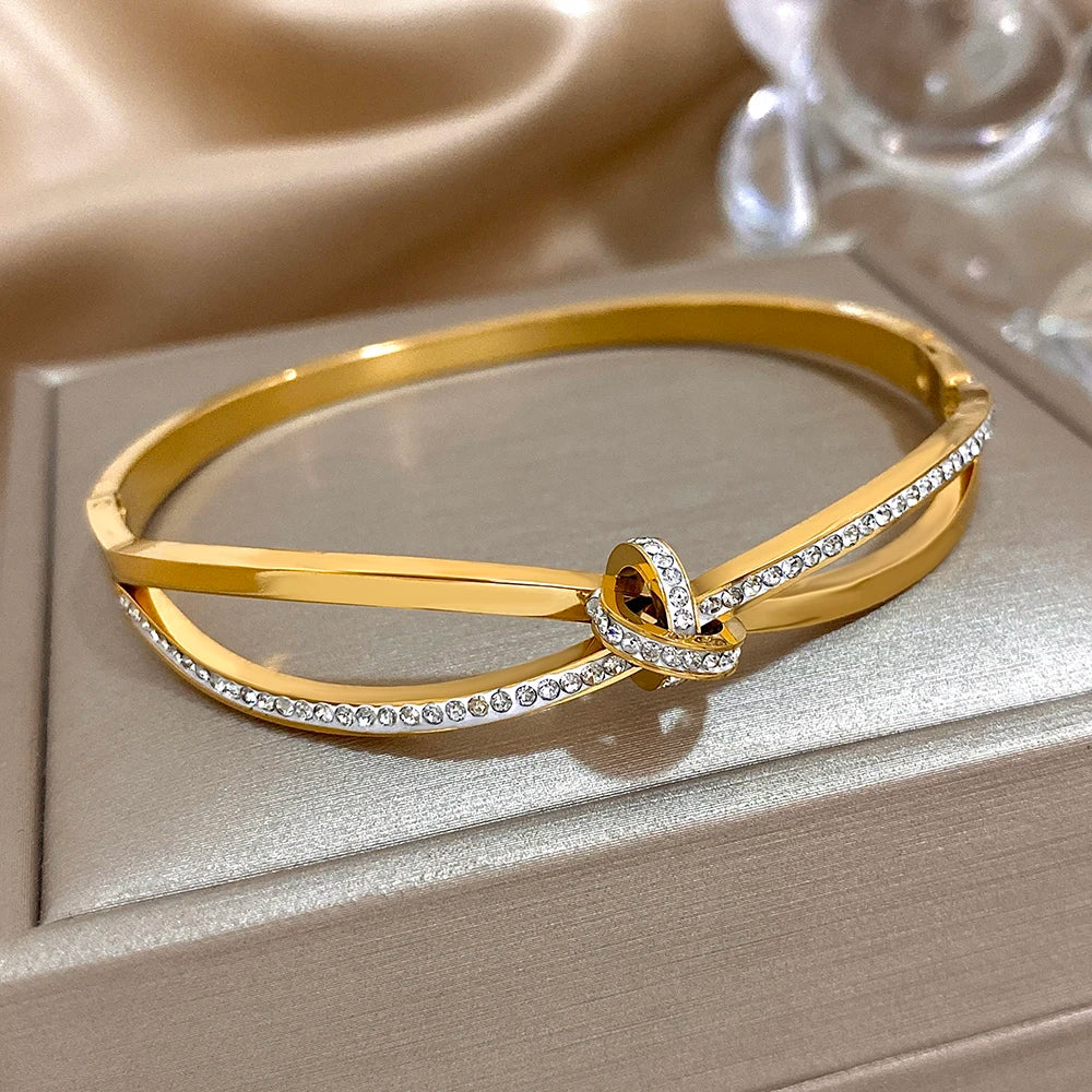 AENSOA Trendy Stainless Steel Knot Bracelet