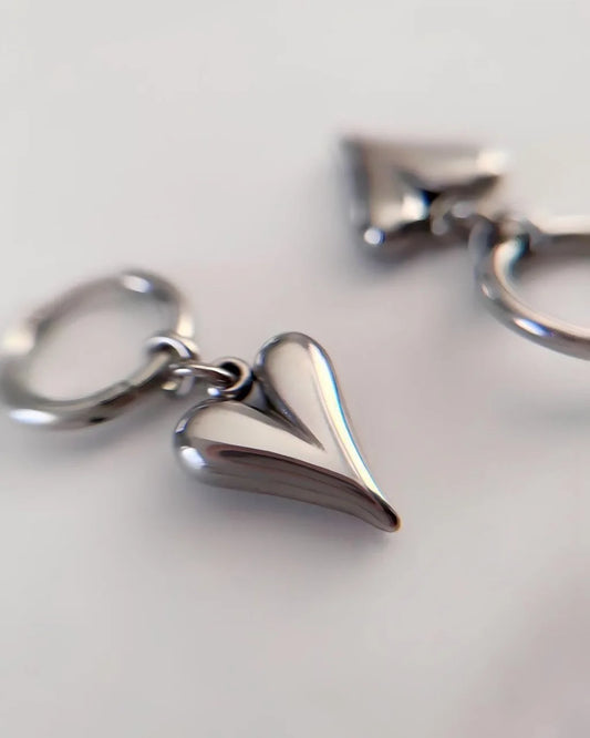 Stainless Steel Heart Pendant Earrings for Women