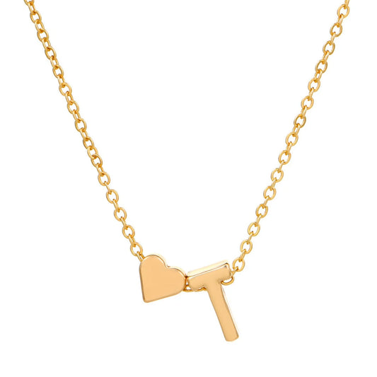 Initial 26 Letters Heart Necklace for Women