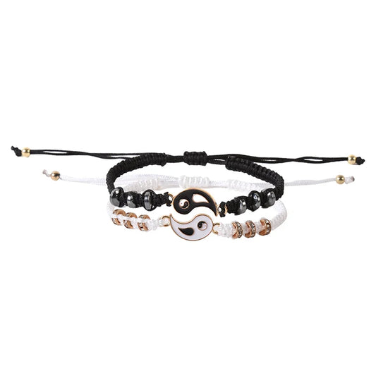 Best Friend 2 Matching Yin Yang Adjustable Cord Bracelets