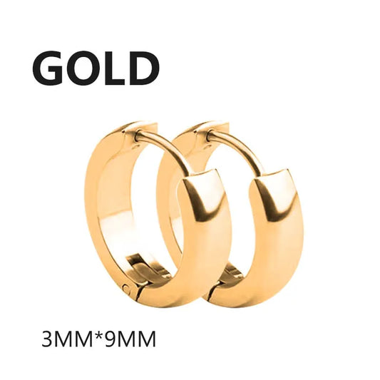 1 Pair Multi Types UNISEX Black Gold Color Stainless Steel Earrings