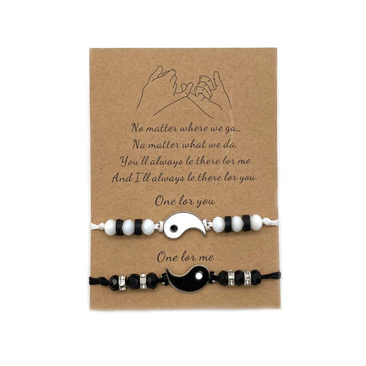 Best Friend 2 Matching Yin Yang Adjustable Cord Bracelets