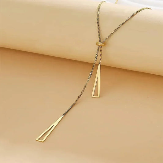 NEULRY Metal Style Silver Color Triangle Pendant Necklace