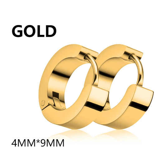 1 Pair Multi Types UNISEX Black Gold Color Stainless Steel Earrings