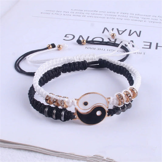 Best Friend 2 Matching Yin Yang Adjustable Cord Bracelets