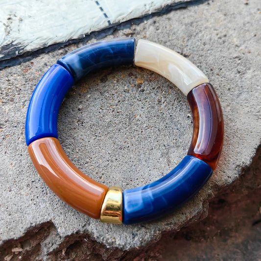 FISHSHEEP Bohemia Acrylic Colorful Bamboo Stackable Chunky Bracelet