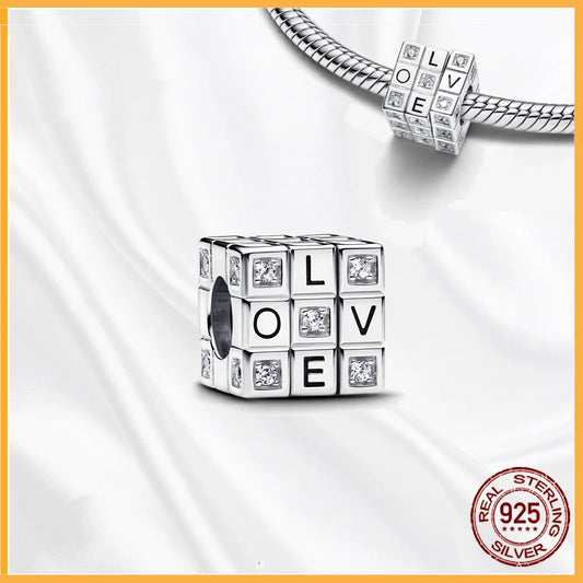 925 Sterling Multiple Shapes Silver Dangle Beads Charm Bracelet