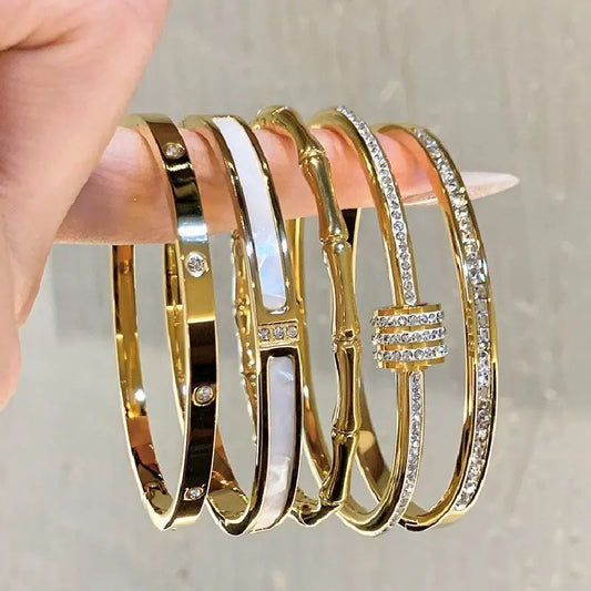 1Pc Titanium Steel Stainless Steel Gold Plated Bracelet for Women