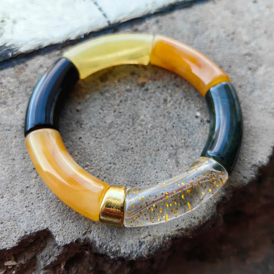 FISHSHEEP Bohemia Acrylic Colorful Bamboo Stackable Chunky Bracelet