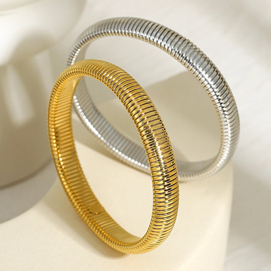 AENSOA 316L Stainless Steel Simple Stripe Opening Bracelet