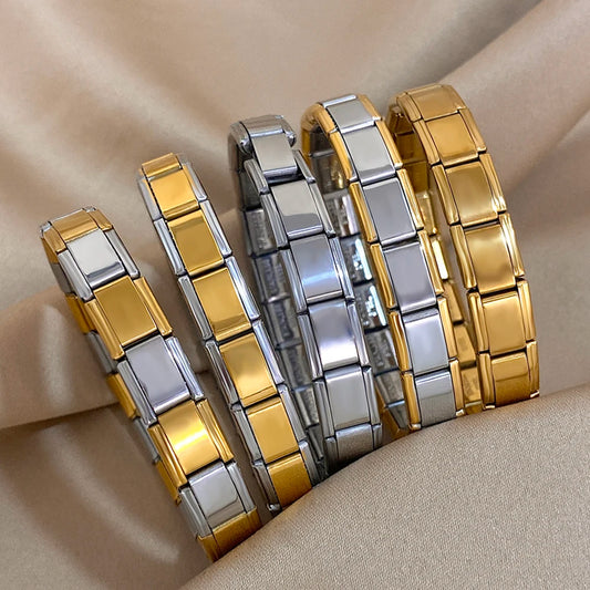 AENSOA Chunky Gold Color Stainless Steel Bracelet