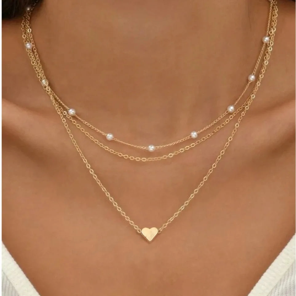 FTCY 14K Gold 3 Pcs Pearl Necklace Set for Women