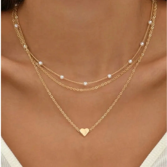FTCY 14K Gold 3 Pcs Pearl Necklace Set for Women