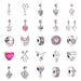 Spring Pink Series 925 Sterling Silver Enamel Dangle Pendant Bracelet