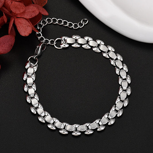 GINSTONELATE 925 Sterling Silver Chain Bracelet for Women