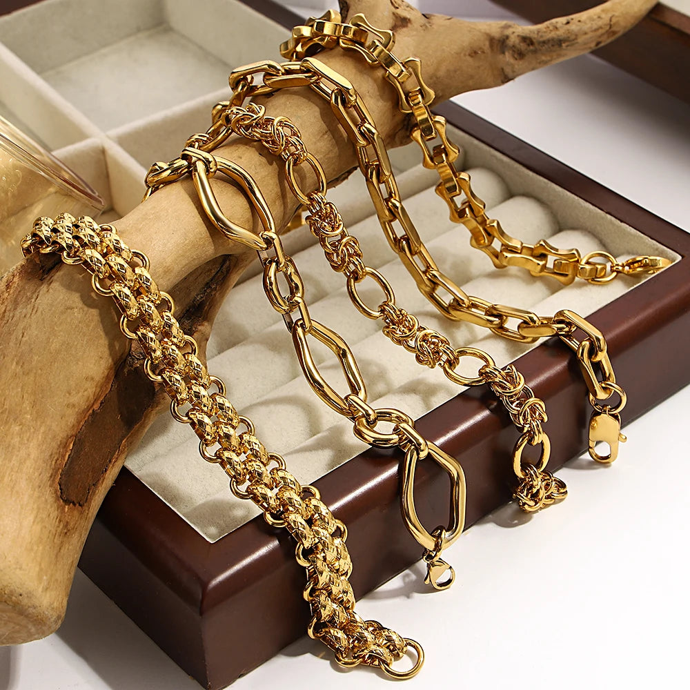 AENSOA Thick Chain Stainless Steel Bracelet