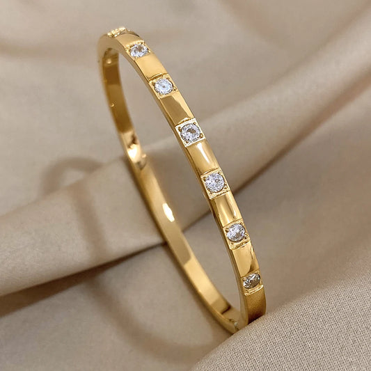 AENSOA Simple Classic Gold Plated Stainless Steel Bracelet