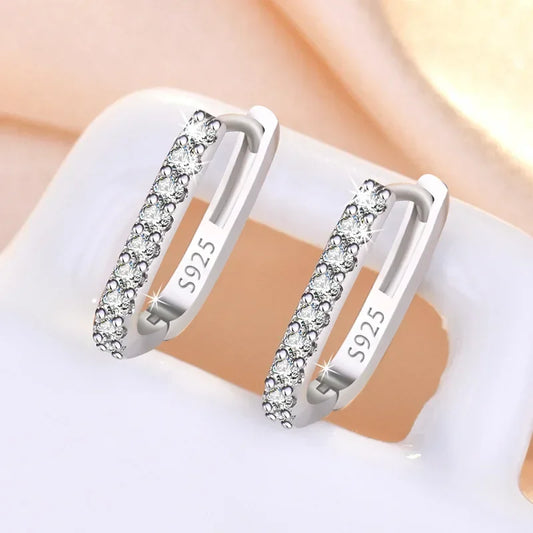 High-Quality 925 Sterling Silver Crystal Fashion Circle Hoop Earrings for Women