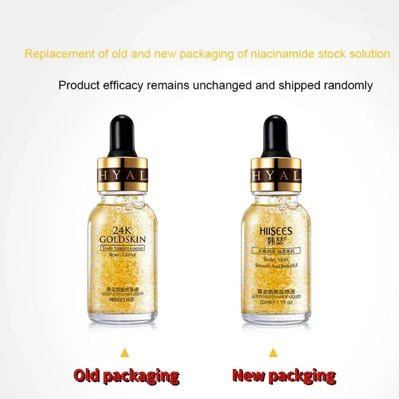 BIAOQUAN 24K Gold Face Serum Tender Moisture Essence for Women