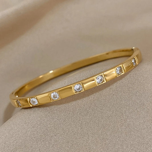 AENSOA Simple Classic Gold Plated Stainless Steel Bracelet