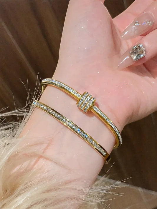 AENSOA Classic Zircon Beads Stainless Steel Bracelet