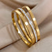 AENSOA 3Pcs Simple Gold Plated Crystal Cuff Bracelet