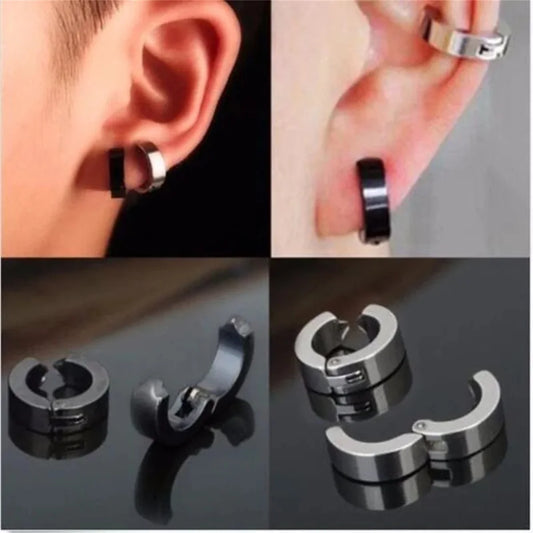 2 Pcs UNISEX 316L Fashion Stainless Steel Cuff Earrings
