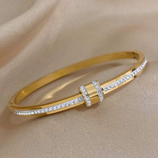 AENSOA Classic Zircon Beads Stainless Steel Bracelet