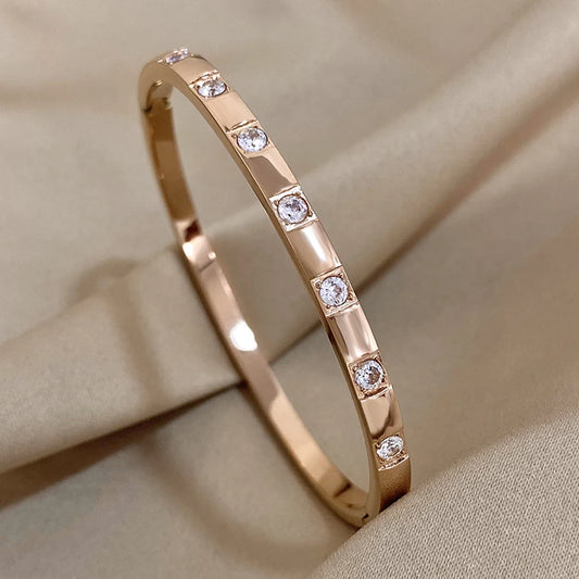AENSOA Simple Classic Gold Plated Stainless Steel Bracelet