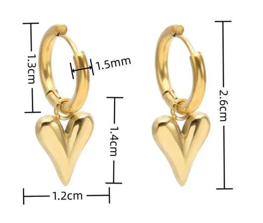 Stainless Steel Heart Pendant Earrings for Women