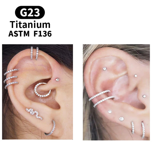 UHERA 18G/16G G23 F136 Titanium Round Earrings and Nose Ring Piercing