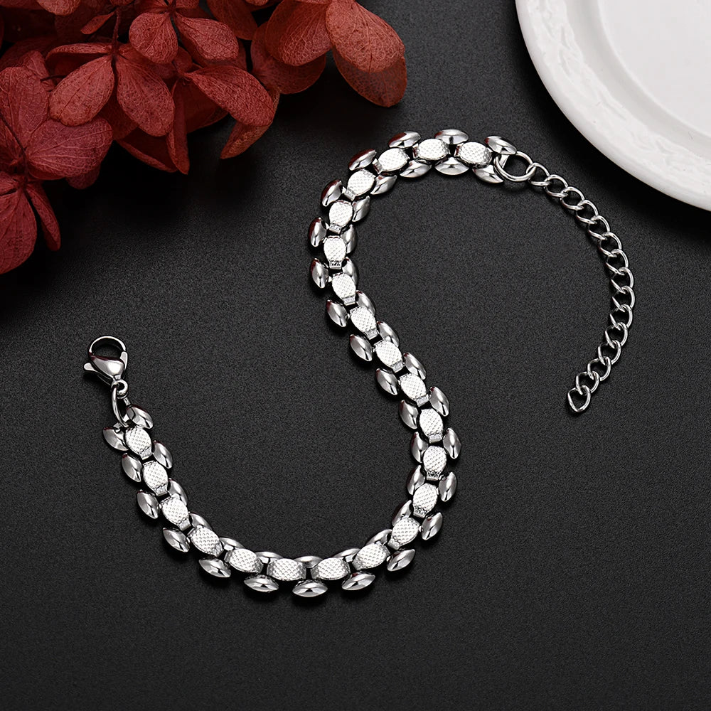 GINSTONELATE 925 Sterling Silver Chain Bracelet for Women