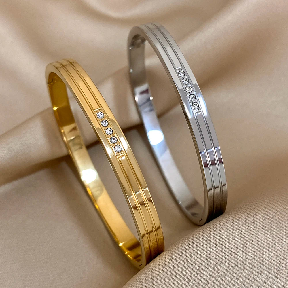 AENSOA Rune Texture Charm Stainless Steel Bracelet