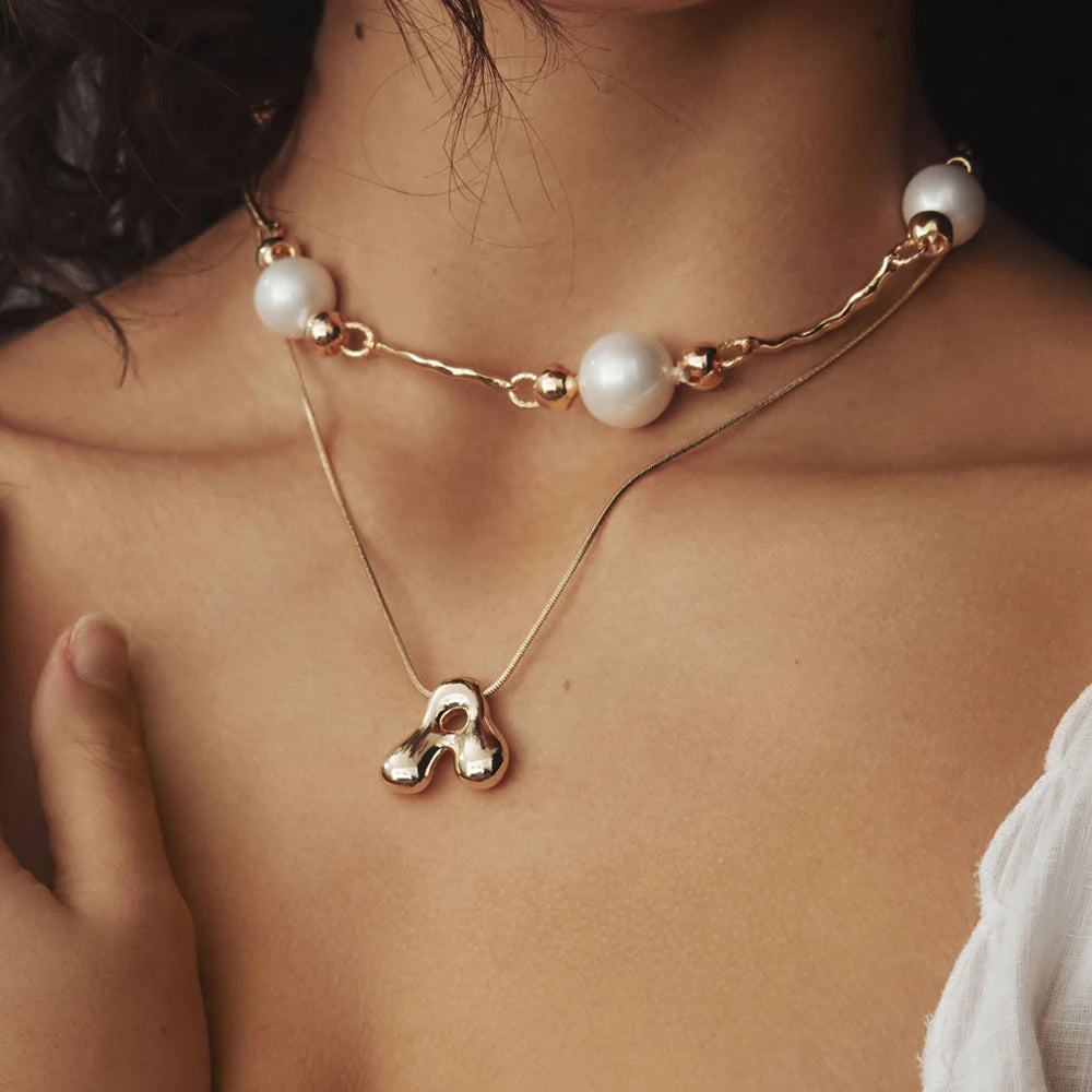DOYOURS Golden Color Stainless Steel Initial Necklace for Women