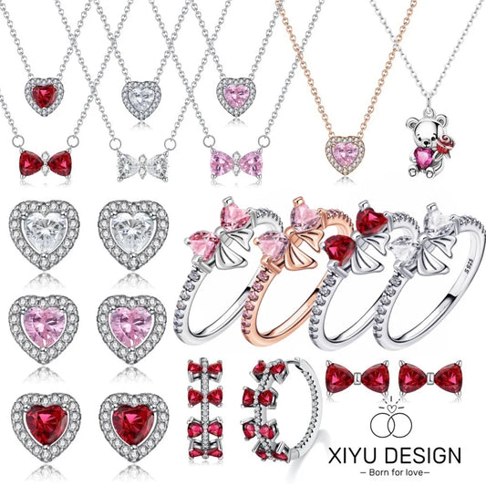 XIYU DESIGN 925 Sterling Silver Multi Shapes Ring Earrings Necklace