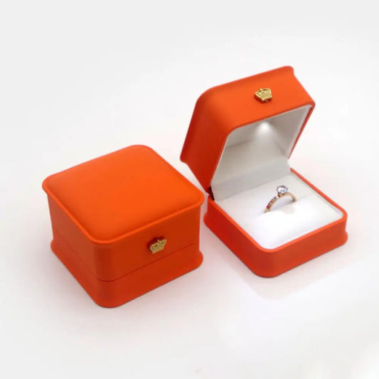 LED Ring Necklace Pendant Box Luxury Velvet Rubber with Light