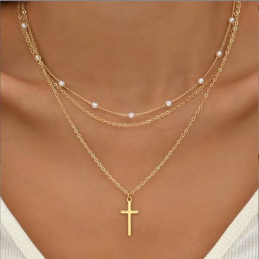 FTCY 14K Gold 3 Pcs Pearl Necklace Set for Women