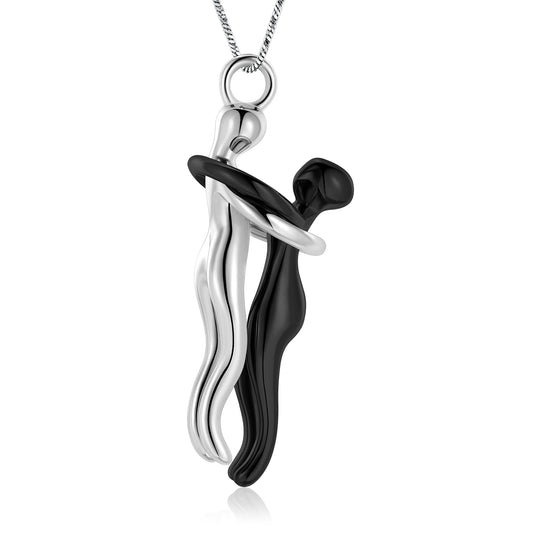 Couple Snuggle Hug Cremation Charm Pendant Necklace