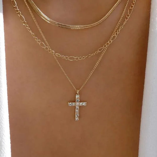 New Y2K Zircon Cross Necklace for Women